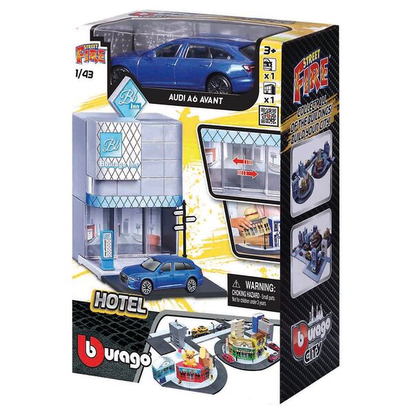 Игровой набор Построй свой город! Отель с машинкой Street Fire 1:43 Bburago 18-31503