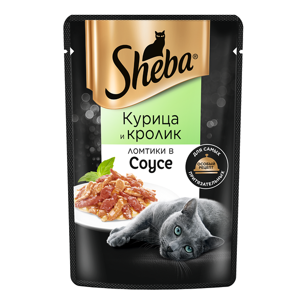 Влажный корм для кошек Sheba Ломтики в соусе с курицей и кроликом 75 г