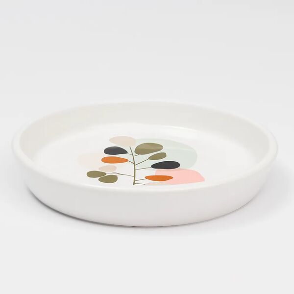 Миска керамическая для кошек Веточка, 15x2,7 см, белая