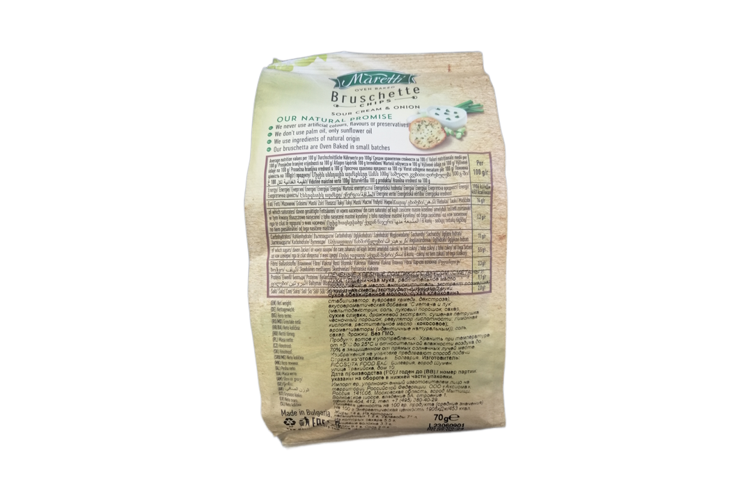 

Хлебные ломтики печёные Maretti со вкусом Сметаны и лука 70 г