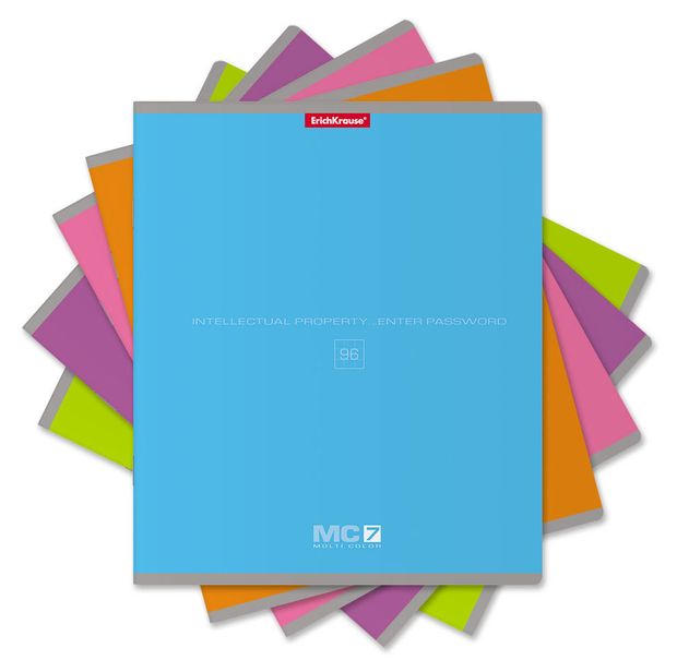 

Тетрадь общая ErichKrause MC-7 на скобе в клетку 96 л. цвет в ассортименте