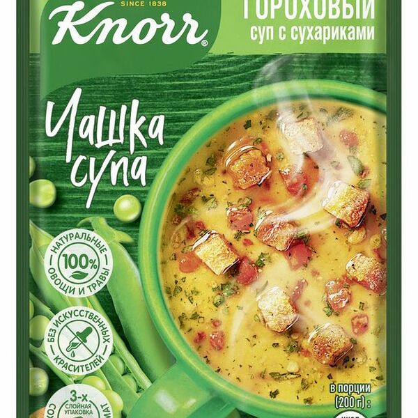 Суп быстрого приготовления Knorr Чашка супа Гороховый с сухариками 21 г