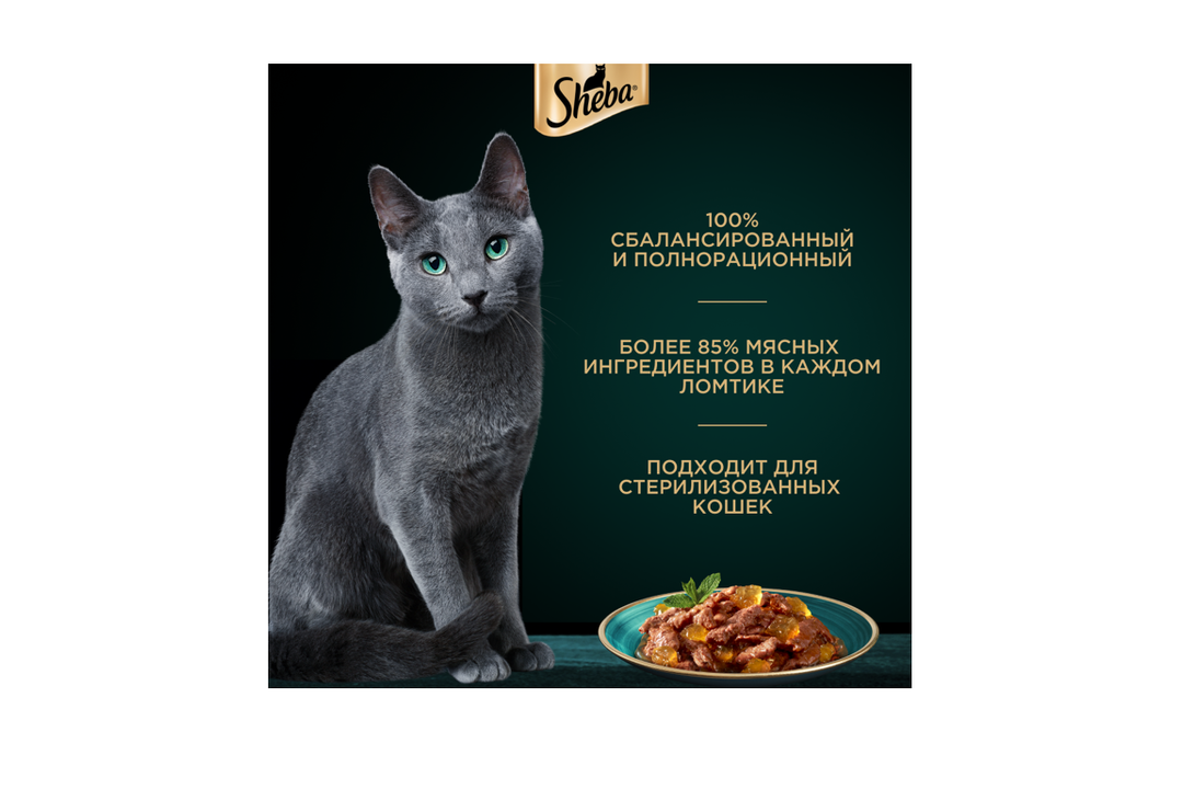 

Влажный корм для кошек Sheba Ломтики в желе с курицей 75 г
