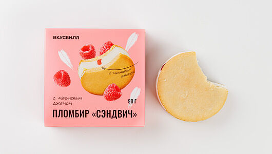 Пломбир ВкусВилл с малиновым джемом 