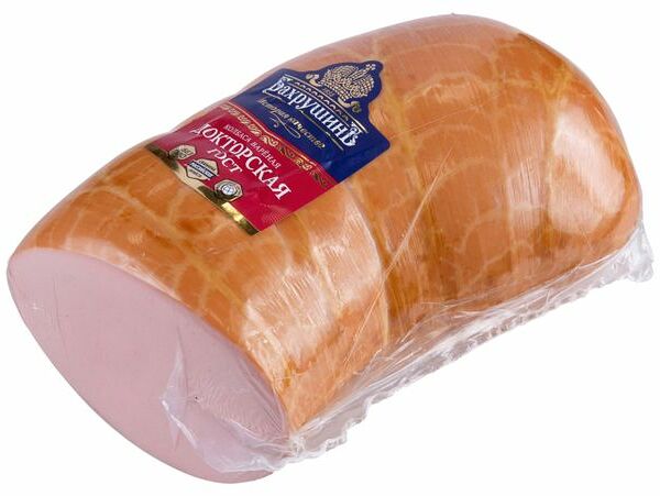 Колбаса вареная БахрушинЪ Докторская (0,5-0,8 кг), 1 упаковка 