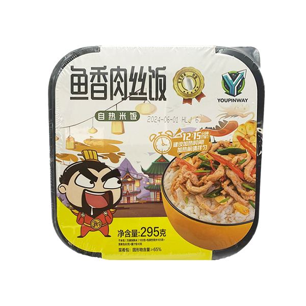 Рис саморазогревающийся со свининой нарезанной соломкой в соусе из чеснока и острого перца, 295 г