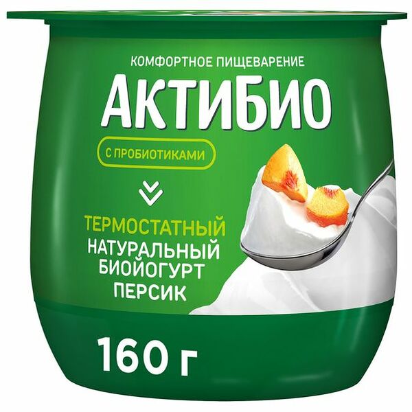 Био йогурт АКТИБИО Термостатный с бифидобактериями персик 1.7% 160г