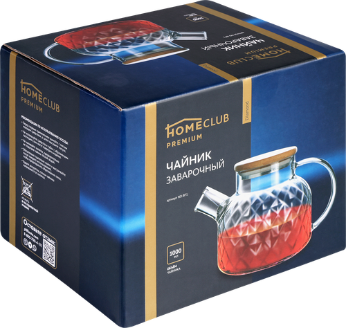 

Чайник заварочный HOMECLUB Diamond 1л, стекло, бамбук, нержавеющая сталь, Арт. NO-BF1