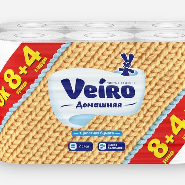 Бумага туалетная Veiro Домашняя 2-слойная 12 рулонов