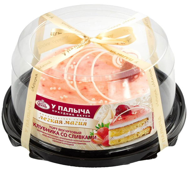 Торт У Палыча йогуртовый клубника со сливками бисквитный, 450г