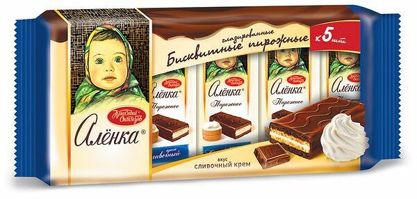 Пирожные бисквитные глазированные Алёнка вкус: сливочный крем, упаковка 5 шт 200 г