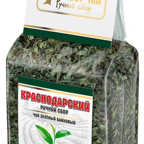 Чай зеленый КРАСНОДАРСКИЙ ГОСТ ЧАЙ РУЧНОЙ СБОР Байховый, крупнолистовой, 200г