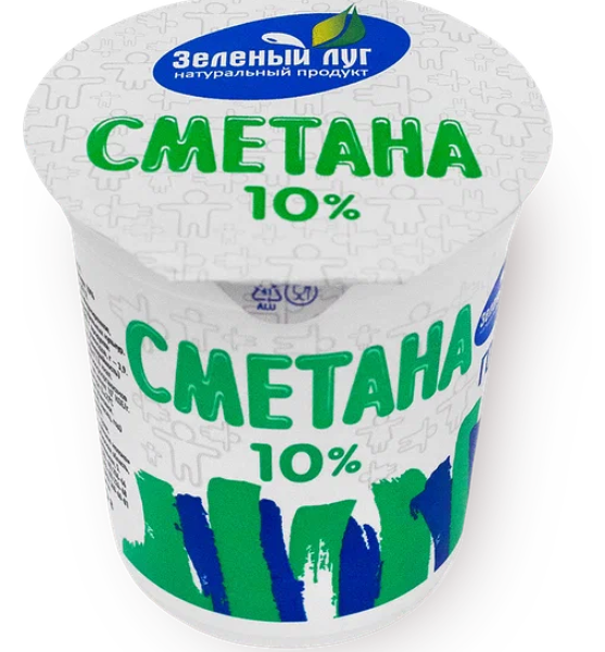 Сметана Зеленый Луг 10% стакан, 300 г