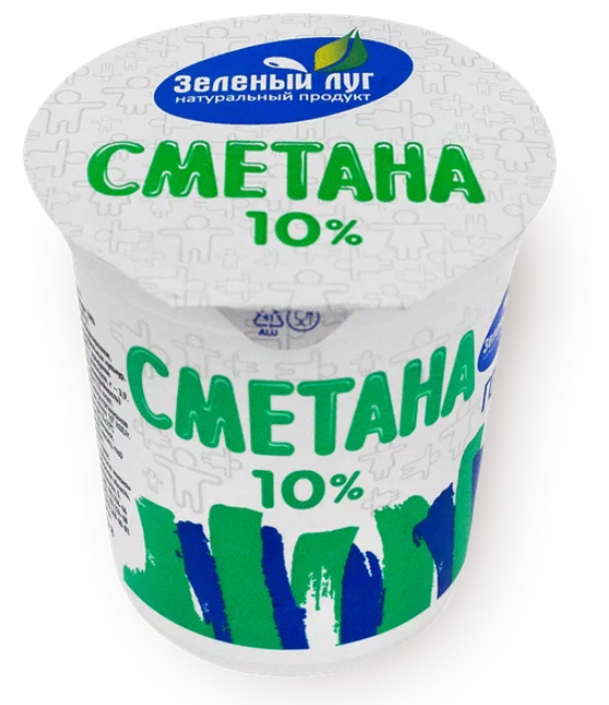 

Сметана Зеленый Луг 10% стакан, 300 г
