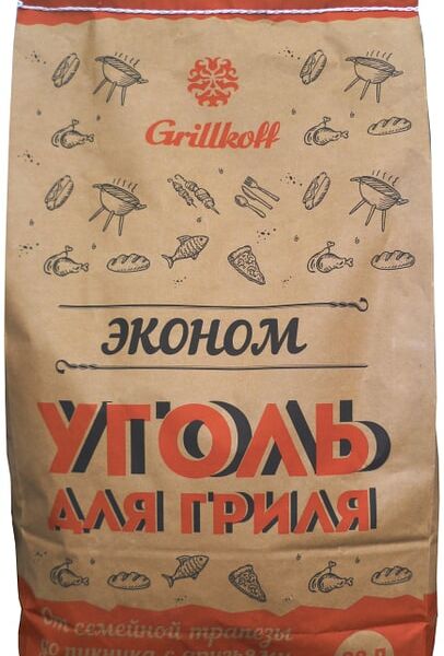 Уголь Grillkoff древесный для гриля Эконом 26л