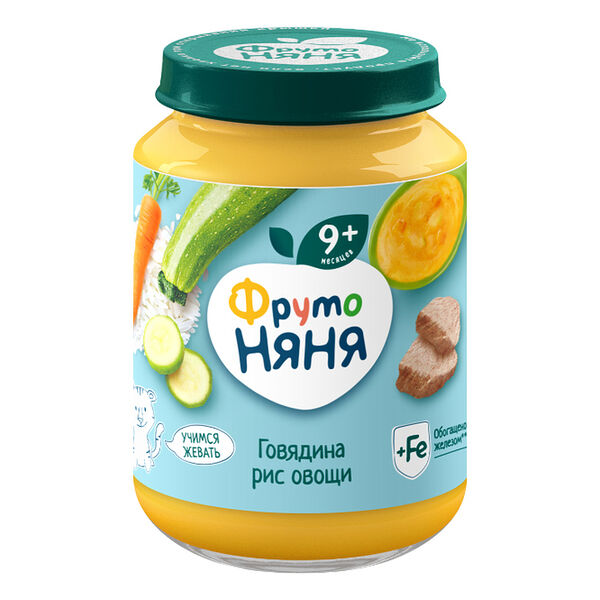 Пюре мясорастительное ФрутоНяня говядина-рис-овощи, с 9 месяцев