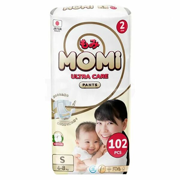 Подгузники Momi Ultra Care S (4-8 кг), 102 шт.