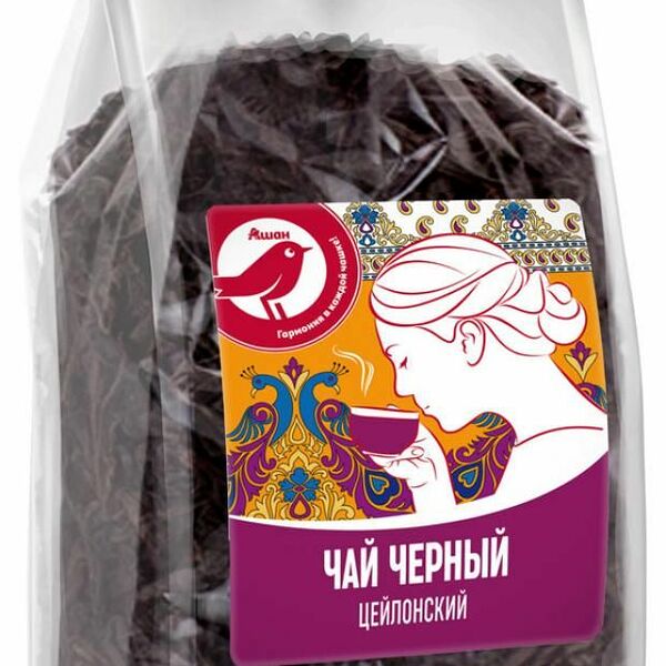 Чай черный АШАН Красная птица Цейлонский листовой