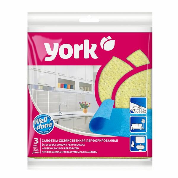 Салфетка универсальная York вискозная перфорированная 34x35 см в цвета ассортименте