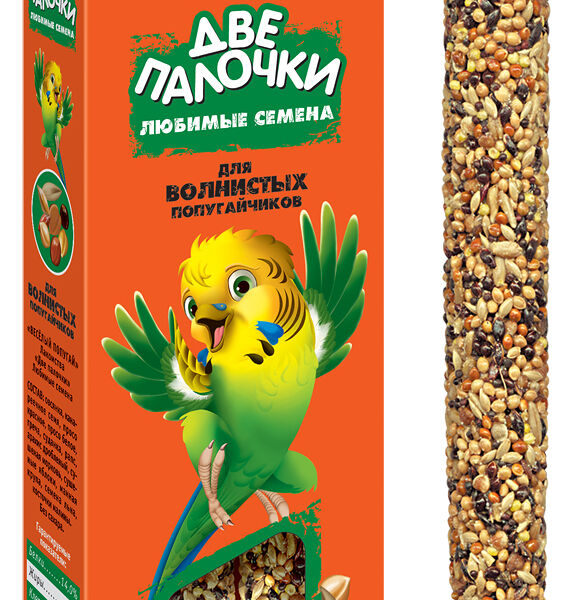 Лакомство для волнистых попугайчиков Веселый попугай две палочки,Любимые семена