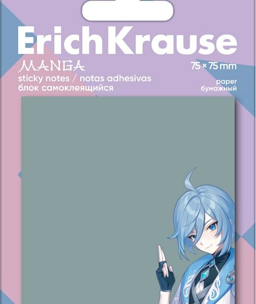 Блок самоклеящийся ErichKrause Manga бумажный 75*75мм 50 листов