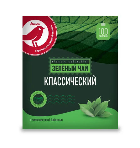 Чай зеленый АШАН Красная птица, 100х2 г