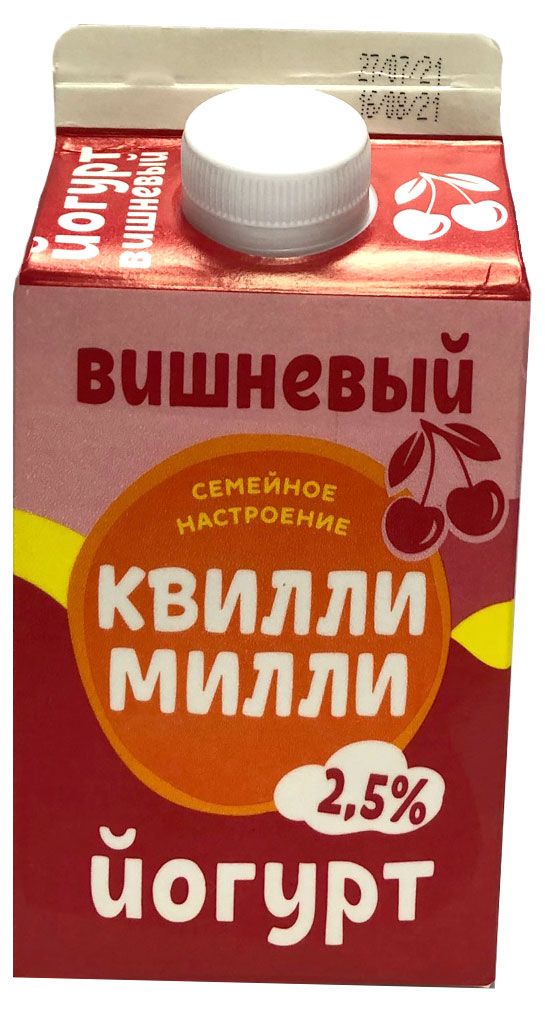 

Йогурт Квилли-Милли вишнёвый 2.5% 450 г
