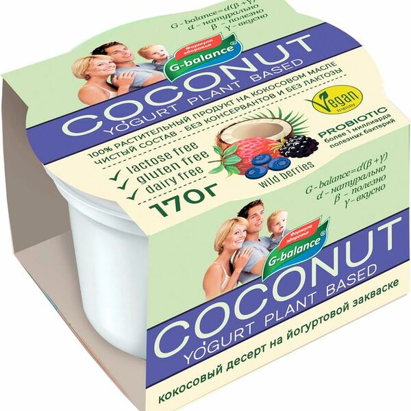 Десерт G-Balance кокосовый с йогуртовой закваской лесная ягода 170 г