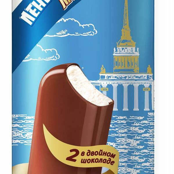 Мороженое сливочное эскимо Петрохолод Ленинградское Ванильное в шоколадной глазури 80 г