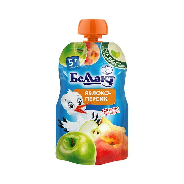 Пюре фруктовое Беллакт из яблока персика б/сах 90г гуалапак ДП