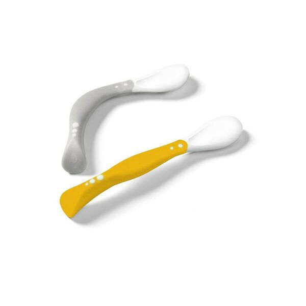 Ложечки эластичные 2 шт/уп, 6м+ (серый, желтый), Babyono