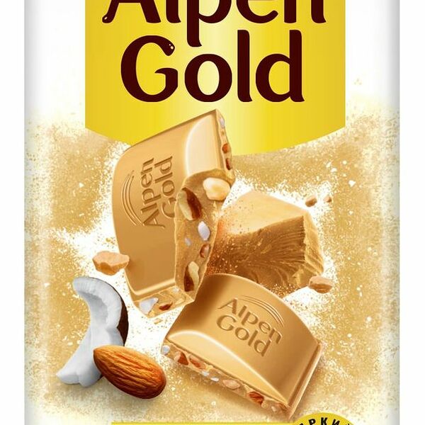 Шоколад белый Alpen Gold Миндаль и кокос, 80г
