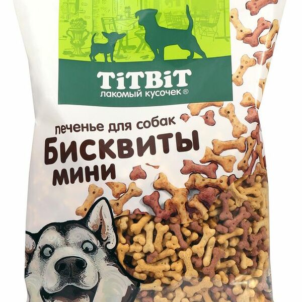 Лакомство для собак Titbit печенье бисквиты мини, 500 г