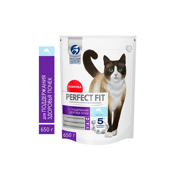 Корм сухой полнорацион Perfect fit Здоровье почек Лосось д/взросл кошек с лососем 650г