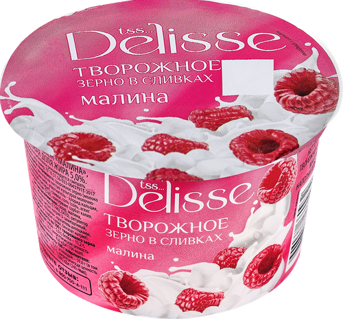 Творожное зерно в сливках Delisse малина 5%, без змж, 130 г