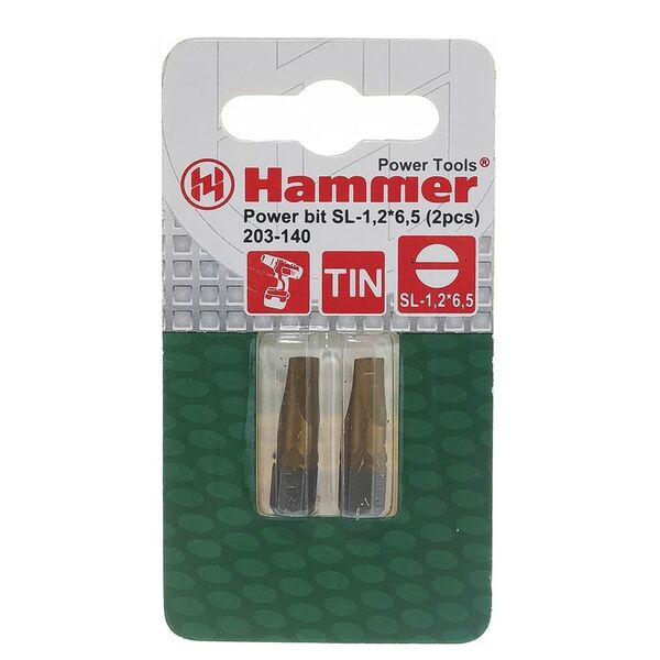 Бита Hammer Flex 203-140 PB, TIN, SL 1.2х6.5 мм, 25 мм, 2 шт