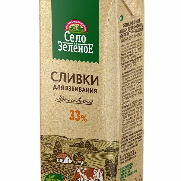 Сливки Село Зелёное для взбивания 33% 200мл