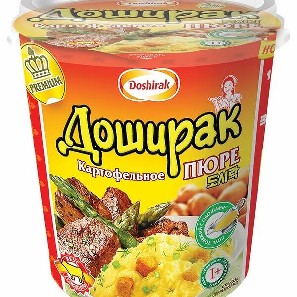 Пюре картофельное Doshirak Premium со вкусом говядины с соусом и овощами 52 г