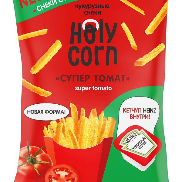 Снеки Holy Corn Супер Томат кукурузные с кетчупом внутри 30 г
