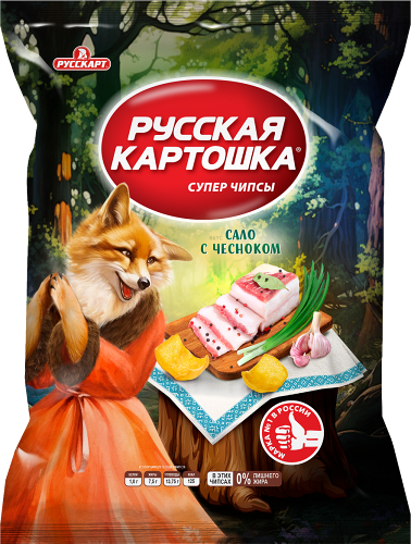 Чипсы Русская картошка картофельные сало с чесноком, 105г