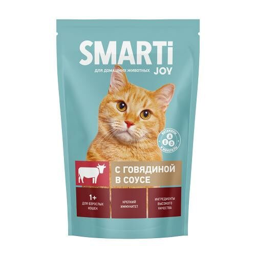 Влажный корм для кошек Smarti Joy с говядиной, 415 г