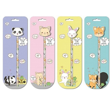 Карандаш Colorio с ластиком-топпером 25 х 8.5 х 1 см в ассортименте