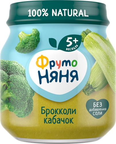 

Пюре ФрутоНяня натуральное из капусты брокколи и кабачков с 5 мес 110 г