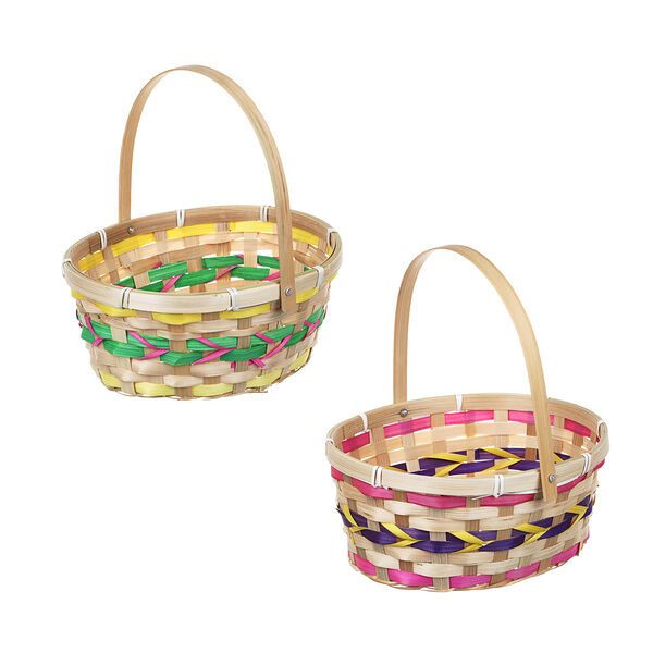 Корзинка плетеная, вертикальная, бамбук 23,5х21х11,5  см, в ассортименте