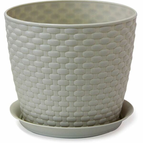 Кашпо Idea Ротанг белое 18х18х15.8 см