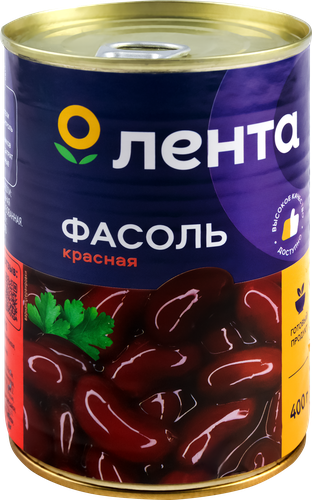 

Фасоль красная Лента в собственном соку 400 г