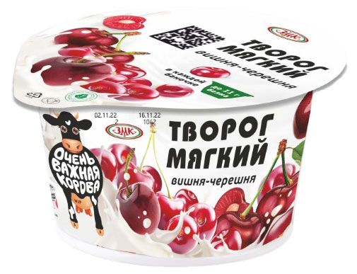 

Творог мягкий Очень Важная Корова вишня-черешня 4.2% 150 г