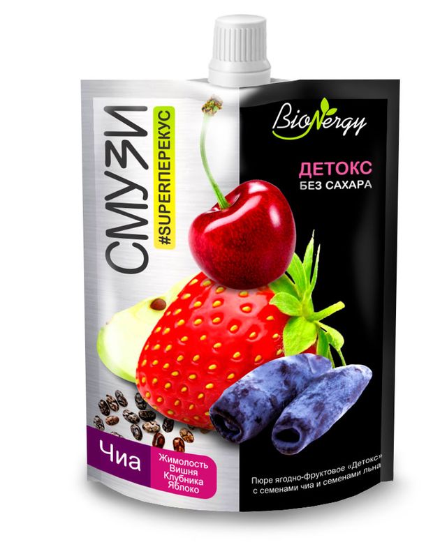 

Смузи BioNergy Детокс жимолость, вишня, клубника, яблоко, семена чиа 120 мл