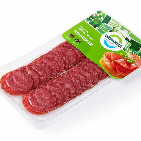Колбаса Окраина Салями Немецкая сырокопченая полусухая нарезка