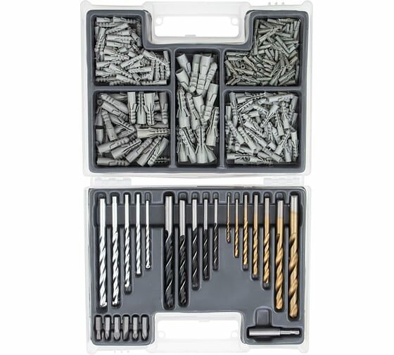 Набор комбинированный MATRIX 300 предметов, отверточные биты, сверла по дереву 4–10мм, сверла по бетону 4–10мм и сверла металлу 2–10мм, Арт. 72577